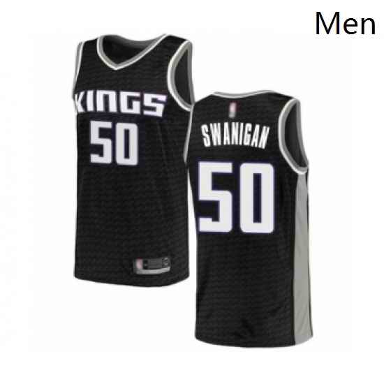 Mens Sacramento Kings 50 Caleb Swanigan Authentic Black Basketball Jersey Statement Edition